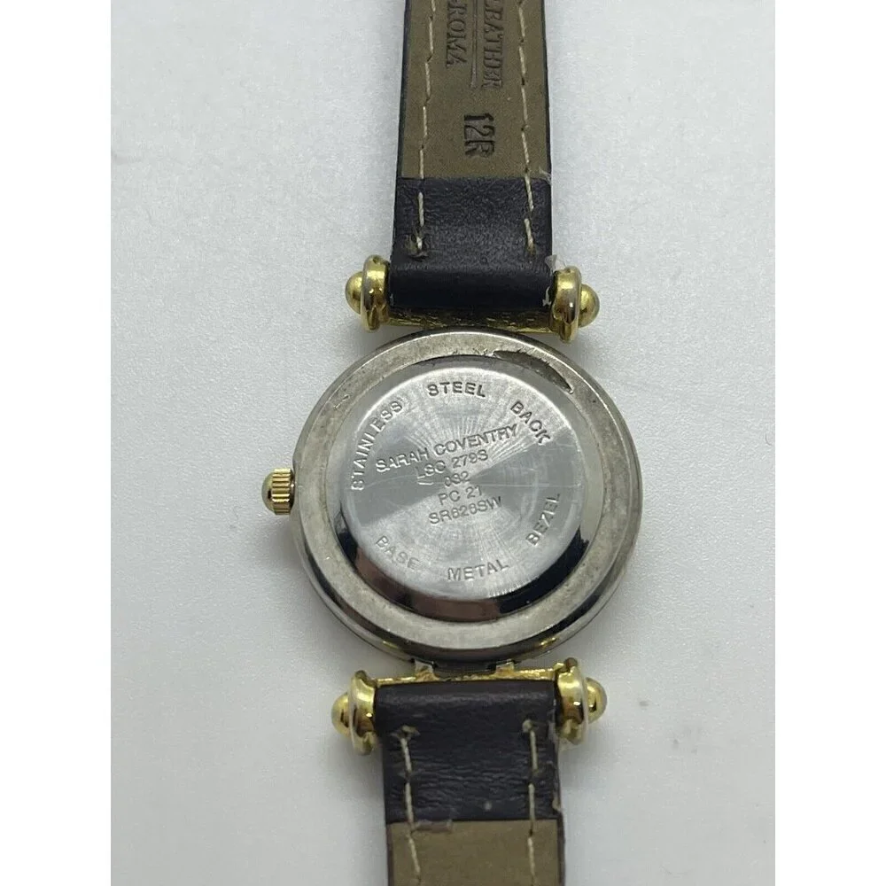 Sarah Coventry Women's LSC279S Japan 2 Tone Round Face Watch Leather Band